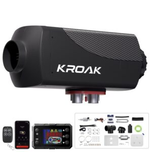 Incalzitor Auto, KROAK, diesel, 12/24V, 8KW, 12/24V, accesorii incluse, telecomanda, afisaj digital al temperaturii, LED, silencer, bluetooth, incalzire rapida, masini,...