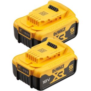 Set 2 acumulatori Li-Ion DeWALT DCB184P2 XR 18V 5 Ah compatibilitate multipla, incarcare rapida, indicator nivel de incarcare, compatibili cu toate uneltele electrice DeWALT 18V XR